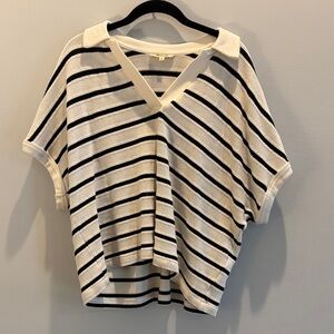 Quiet Luxury Madewell Striped V-Neck knitted Women's Top